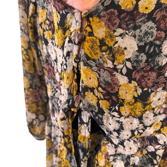 Abercrombie & Fitch Cut-Out Black Floral High-Low Midi Dress Size Small - Picture 13 of 15